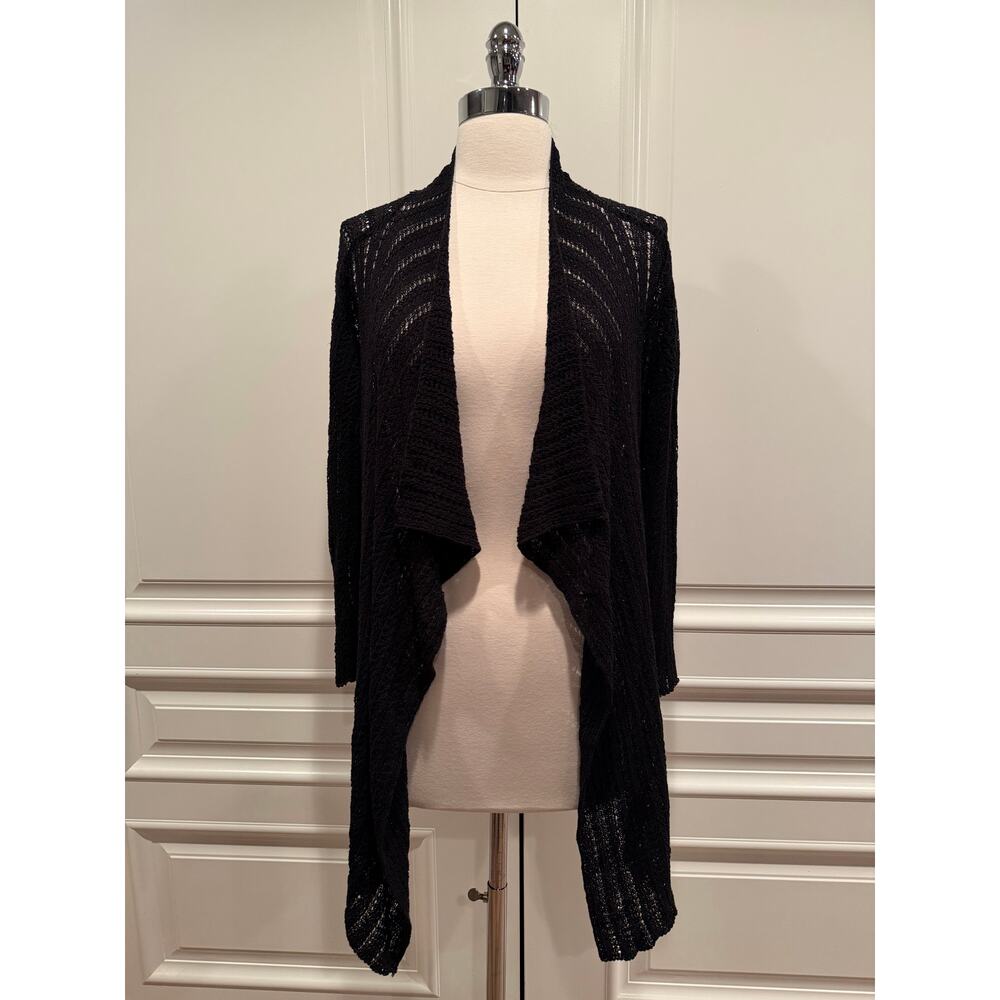 Coldwater Creek Black Sweater Open Knit Draped Sweater sz 10-12 Medium A545